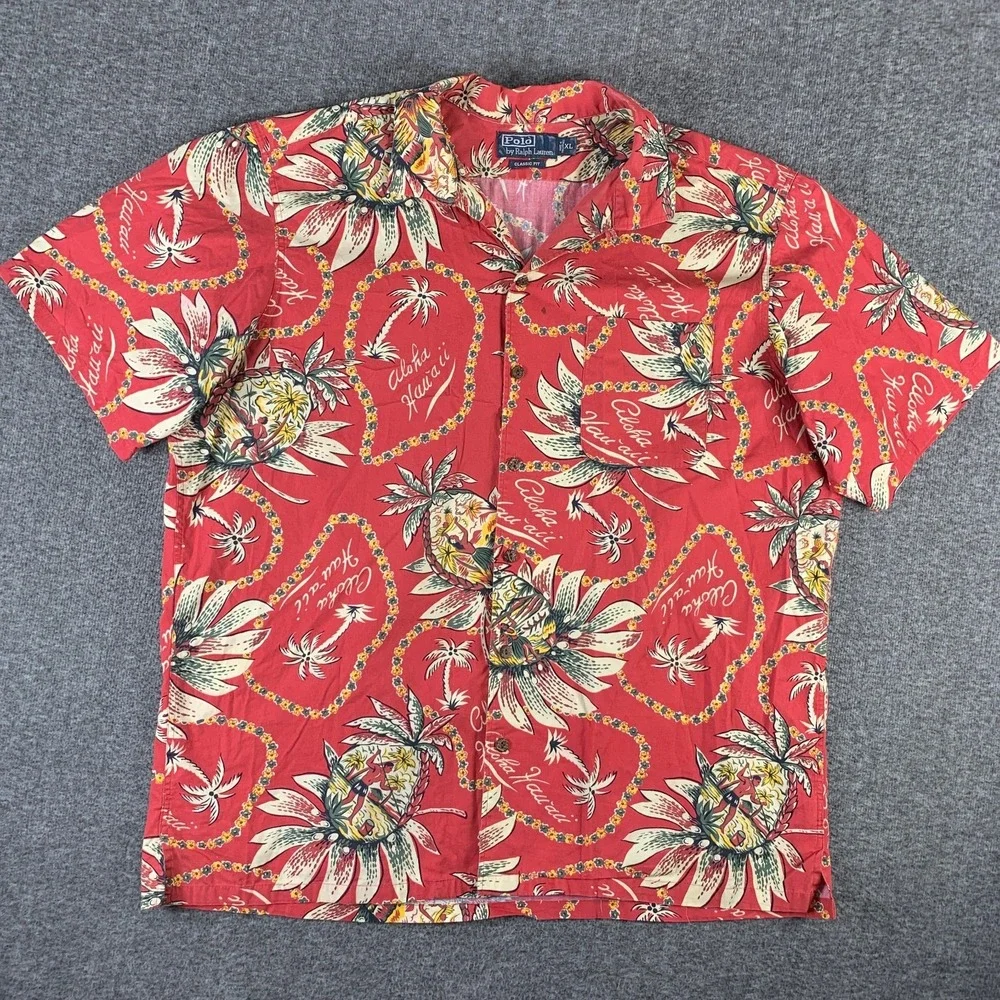 Vintage Polo Ralph Lauren Camp Shirt Men Extra Large Aloha Hawaiian